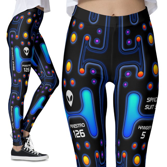 Black Astronaut SciFi Space Girl Alt Robot Leggings (Von Creator hochgeladen)