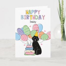 Black Aussiedoodle Dog Happy Birthday Karte