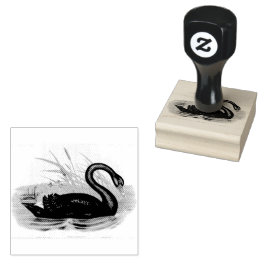 Black Australian Swan Bird Vintag Gummistempel