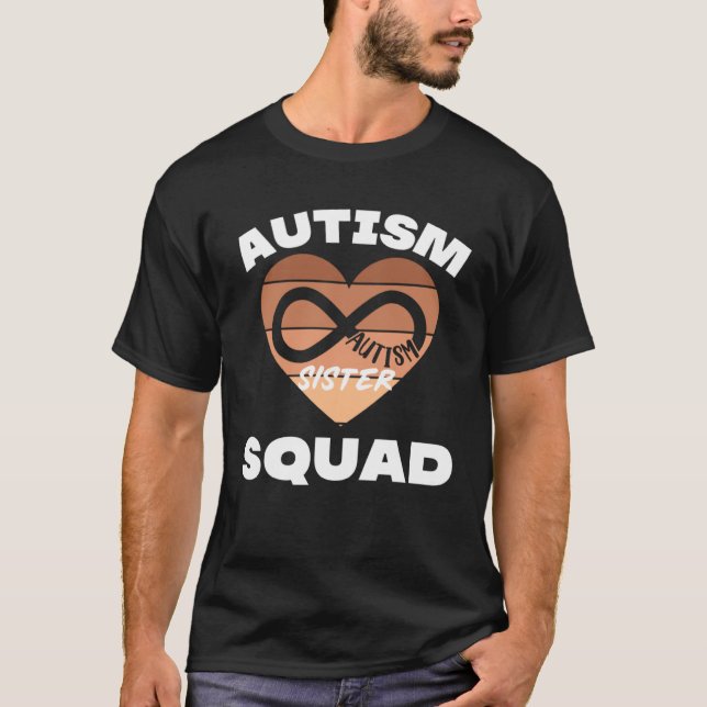 Black Autism Sister Squad My Brother Has Autism In T-Shirt (Vorderseite)