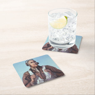 Black Aviators: Militärischer Kampfdienst der USA Rechteckiger Pappuntersetzer