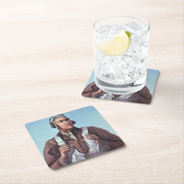 Black Aviators: Militärischer Kampfdienst der USA Rechteckiger Pappuntersetzer (Vor Ort)