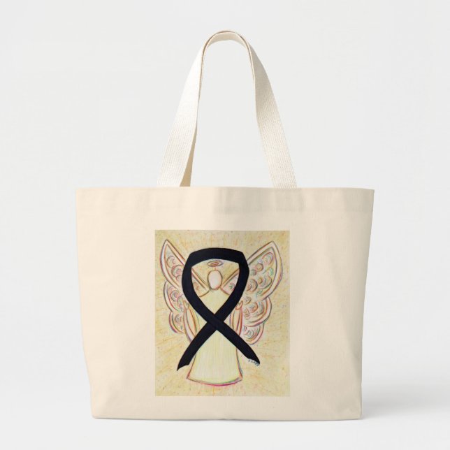 Black Awareness Ribbon Custom Totbeutel Jumbo Stoffbeutel (Vorne)