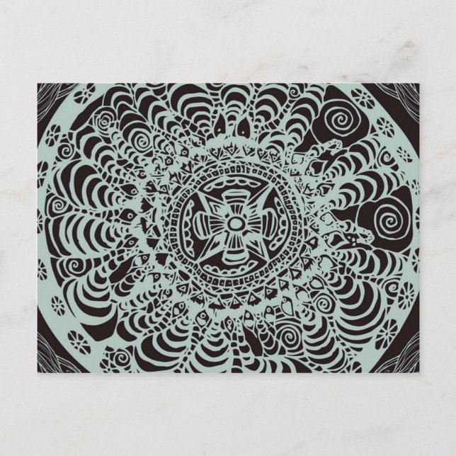 Black Aztec Mandala Postkarte (Vorderseite)