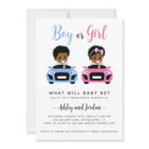 Black Baby Car Race Gender offenbaren Einladung