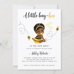 Black Baby Girl Bee Baby Shower Einladung