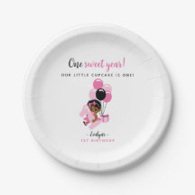 Black Baby Girl First Birthday Pink Balloon