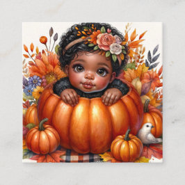 Black Baby Girl in Pumpkin Fall-Themed Begleitkarte