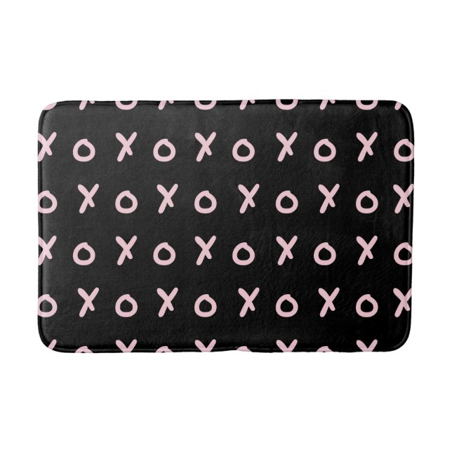 Black & Baby Pink X O XO XO Niedlich Trendy Badematte (Vorderseite)