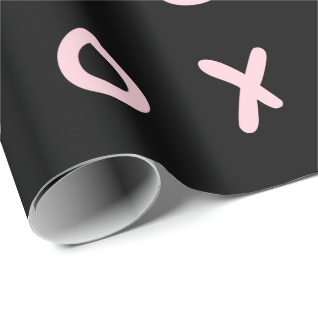 Black & Baby Pink X O XO XO Niedlich Trendy Geschenkpapier (Rolleneckpunkt)