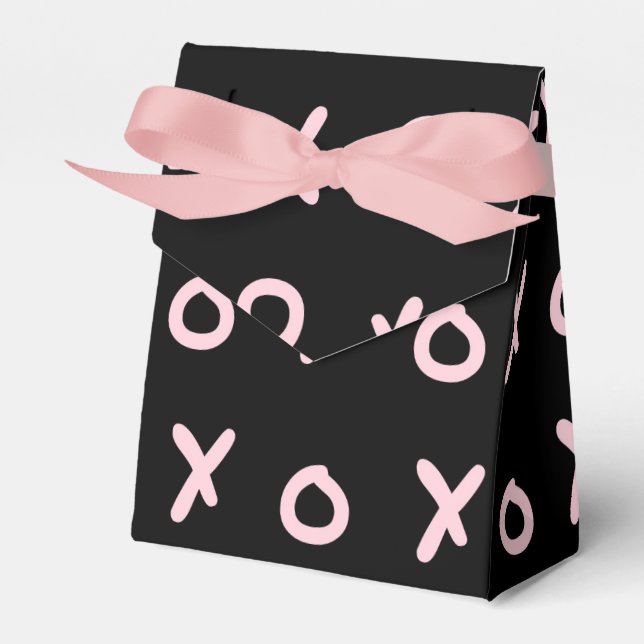 Black & Baby Pink X O XO XO Niedlich Trendy Geschenkschachtel (Vorderseite)