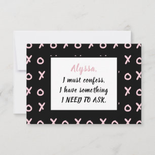 Black Baby Pink X O XO XO's Be my Bridesmaid Card RSVP Karte