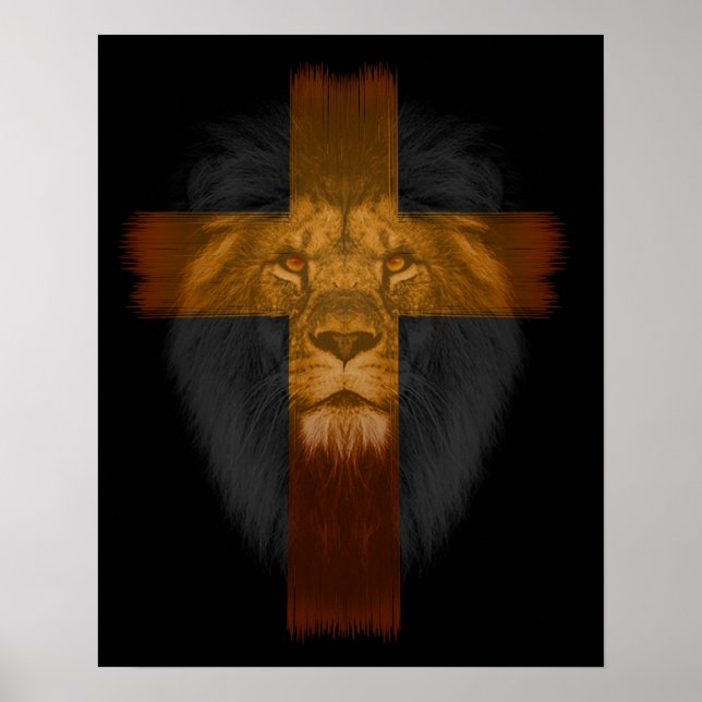Black Background Cross/Lion Poster (Vorne)