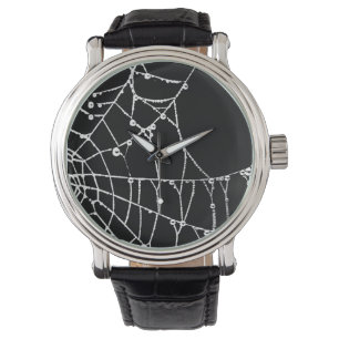 Black Background Spider Web Graphic Silhouette Armbanduhr
