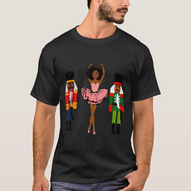 Black Ballerina Christmas Black Nutcracker Xmas Af T-Shirt (Vorderseite)