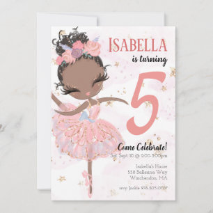 Black Ballerina Geburtstagsparty Einladung