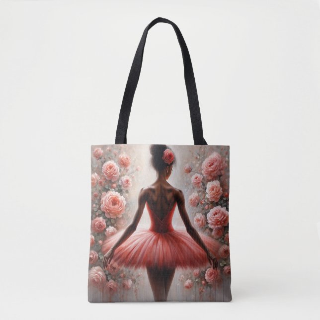 Black Ballerina in Red Tutu with Roses Afrocentric (Vorderseite)
