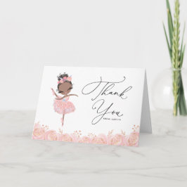 Black Ballerina in Rosa Kleid Floral Geburtstag Dankeskarte
