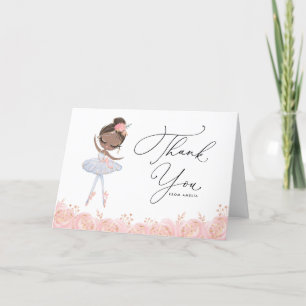 Black Ballerina in weißem Kleid Floral Geburtstag Dankeskarte