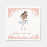 Black Ballerina in weißem Kleid Floral Geburtstag