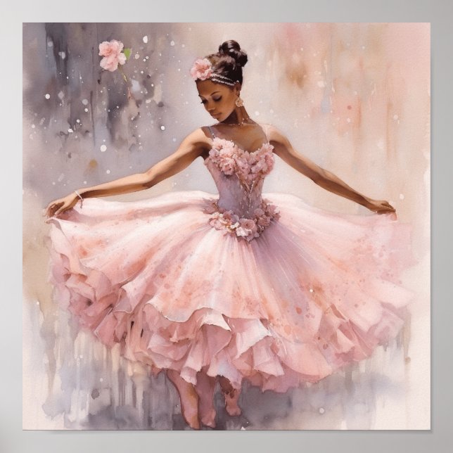 Black Ballerina: Nutcracker Sugar Plum Pink Tutu Poster (Vorne)