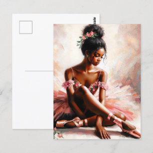 Black Ballerina Pink Tutu Art Postkarte