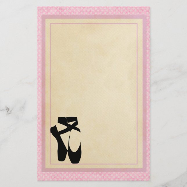 Black Ballet Shoes En Pointe Briefpapier (Vorderseite)
