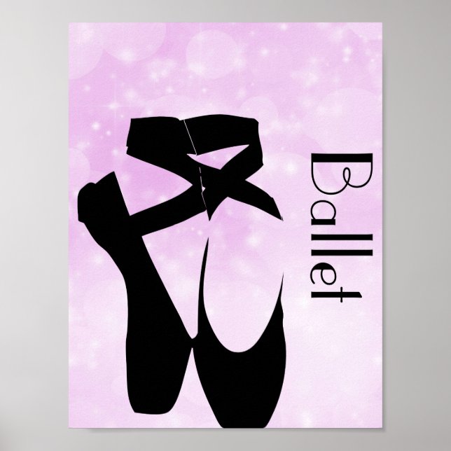 Black Ballet Shoes En Pointe Poster (Vorne)