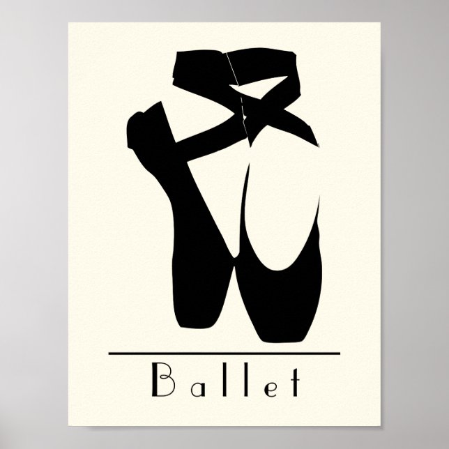 Black Ballet Shoes En Pointe Poster (Vorne)