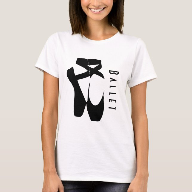 Black Ballet Shoes En Pointe T-Shirt (Vorderseite)