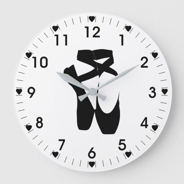 Black Ballet Slippers Große Wanduhr (Vorderseite)