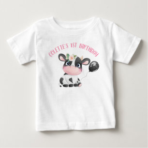 Black Balloon Niedlich Cow First Birthday Baby T - T-shirt