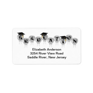 Black Balloons Abschluss Address Labels Adressaufkleber
