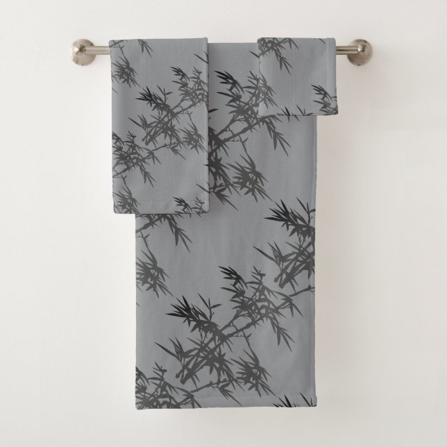 Black Bamboo auf Silver Bath Handtuch Set (Insitu)