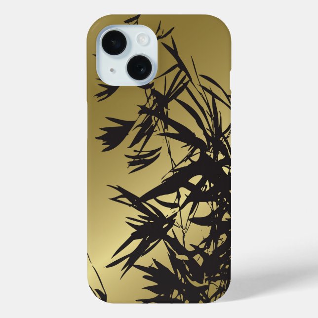 Black Bamboo Blätter auf Gold Moderne Minimalistis Case-Mate iPhone Hülle (Rückseite)