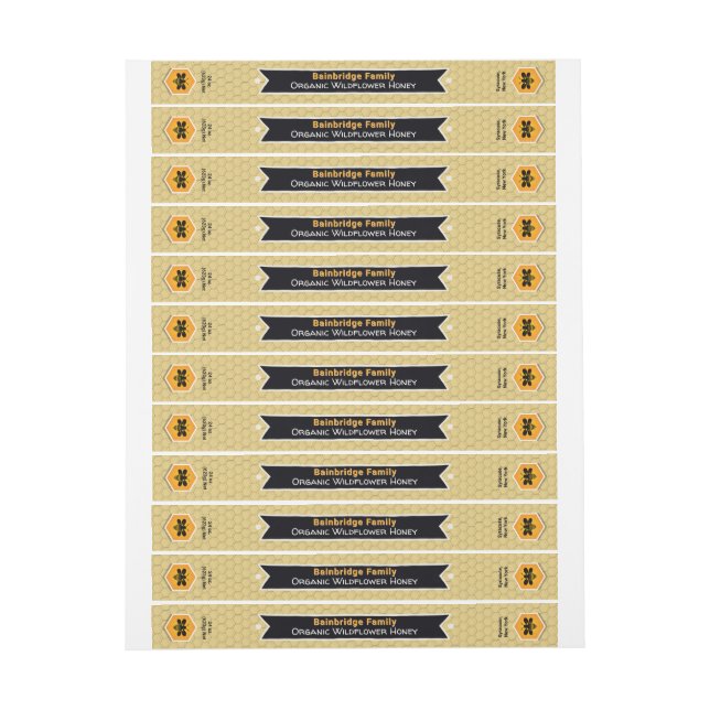 Black Banner Golden Honey Jar Lid Security Label (Bogen)