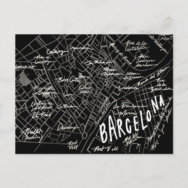 Black Barcelona Spanien Vintage Reisen Neue Postka Postkarte (Vorderseite)