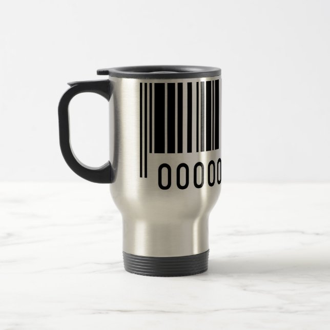 Black Barcode Aluminium Travel Mug Reisebecher (Links)