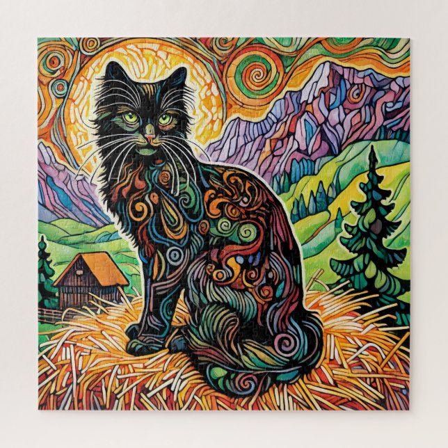 Black Barn Cat 600 Piece Puzzle (Vertikal)