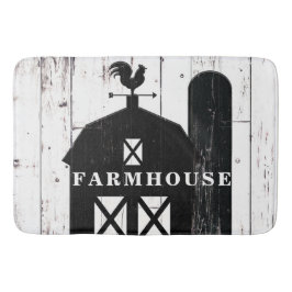Black Barn White Wood Rustic Country Farmhouse Badematte
