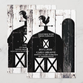 Black Barn White Wood Rustic Farmhouse Hochzeit Einladung