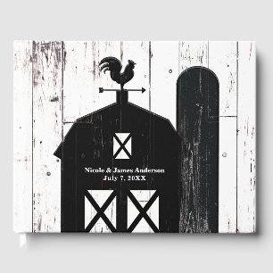 Black Barn White Wood Rustic Farmhouse Hochzeit Gästebuch