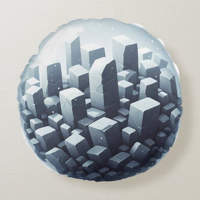 Black Basalt Stone Rundes Kissen (Vorderseite)