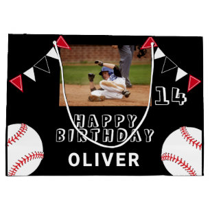 Black Baseball Bunting Flags Foto Geburtstag Große Geschenktüte