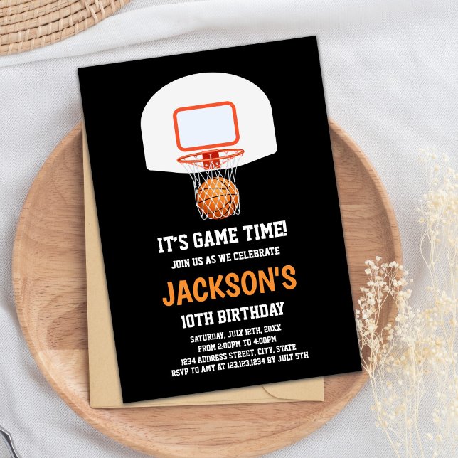 Black Basket Basketball Invitations Einladung (Black Basketball Invitations)