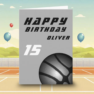 Black Basketball Ball Sports Boys Happy Geburtstag Karte