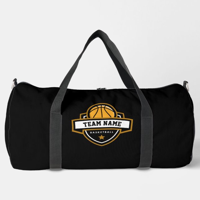 Black Basketball Schild Duffle Bag (Vorderseite)
