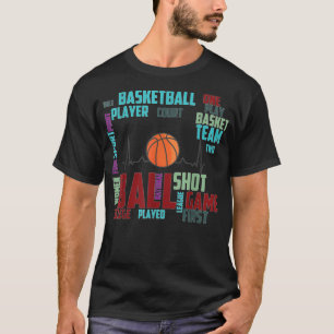 Black Basketball Stuff Coach Team Red Heart T-Shirt