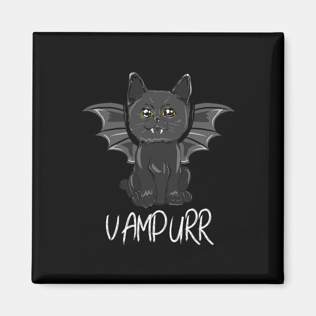 Black Bat Cat Halloween Vampire Vampurkostüm Magnet (Vorne)