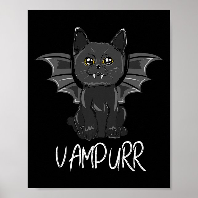 Black Bat Cat Halloween Vampire Vampurkostüm Poster (Vorne)